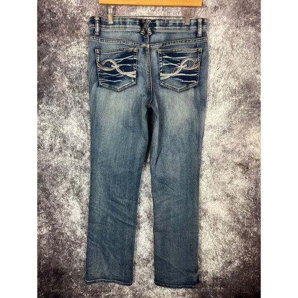 Rods.com Jeans Women 9/10 x 34 Blue Distressed Western Rodeo Embroidered Studded - Picture 9 of 13